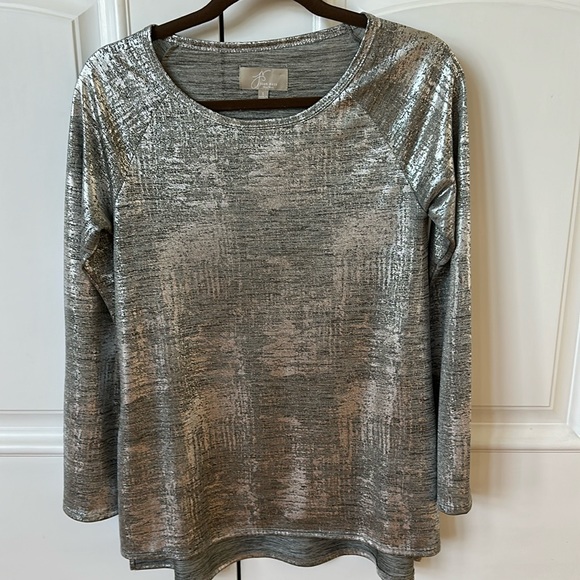 Joan Vass Women’s Blouse Metallic Silver - Picture 1 of 7